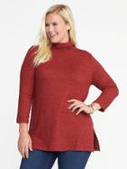 Old Navy Womens Plush-knit Plus-size Turtleneck Tunic Table Wine Size 4x