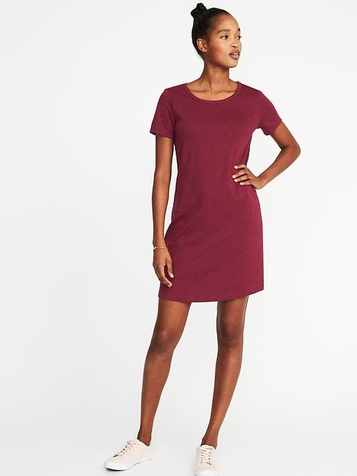 Old Navy Womens Slub-knit Tee Dress For Women Golly Gee Garnet Size Xs
