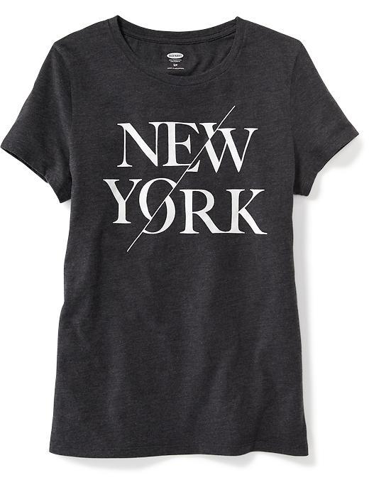 Old Navy Crew Neck Graphic Tee For Women - Black Jack Hthr