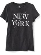 Old Navy Crew Neck Graphic Tee For Women - Black Jack Hthr