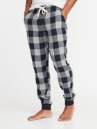 Old Navy Mens Printed Flannel Joggers For Men Blue Buffalo Plaid Size S