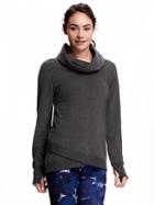 Old Navy Go Dry Long Sleeve Funnel Neck Tunic For Women - Dark Gray