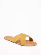 Old Navy Womens Corduroy Cross-strap Slide Sandals For Women Dijon Mustard Size 6