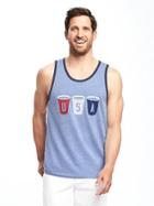 Old Navy Americana Graphic Tank For Men - Light Blue