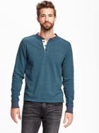 Old Navy French Terry Henley Sweatshirt For Men - Indigo