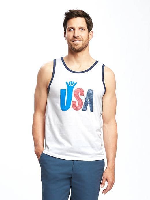 Old Navy Americana Graphic Tank For Men - Bright White
