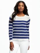 Old Navy Textured Crew Neck Sweater For Women - Blue Stripe