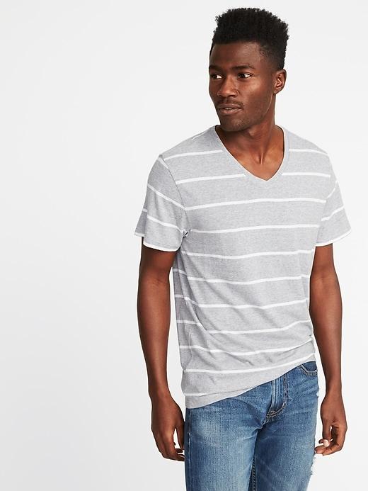 Old Navy Mens Soft-washed Striped V-neck Tee For Men Creme De La Creme Size Xxxl