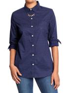 Old Navy Womens Women';s Classic Patterned Shirts Navy Blue Print Size S