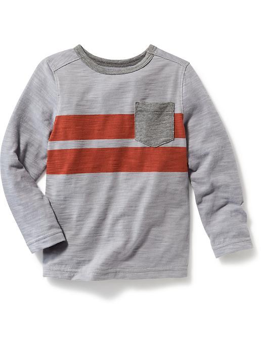Old Navy Long Sleeve Two Bar Pocket Tee - Heather Grey