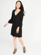 Old Navy Womens Bell-sleeve Empire-waist Swing Dress For Women Black Size S
