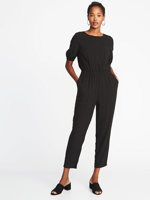 Old Navy Womens Waist-defined Cross-back Jumpsuit For Women Blackjack Size Xl
