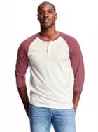 Old Navy Triblend Crew Neck Henley For Men - Dark Red