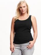 Old Navy Fitted Rib Knit Plus Size Layering Tank Size 1x Plus - Black Jack