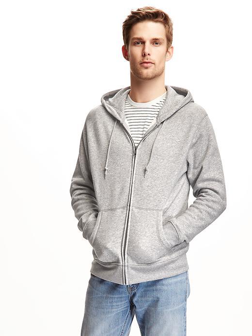 Old Navy Heathered Zip Front Hoodie For Men - Heather Grey