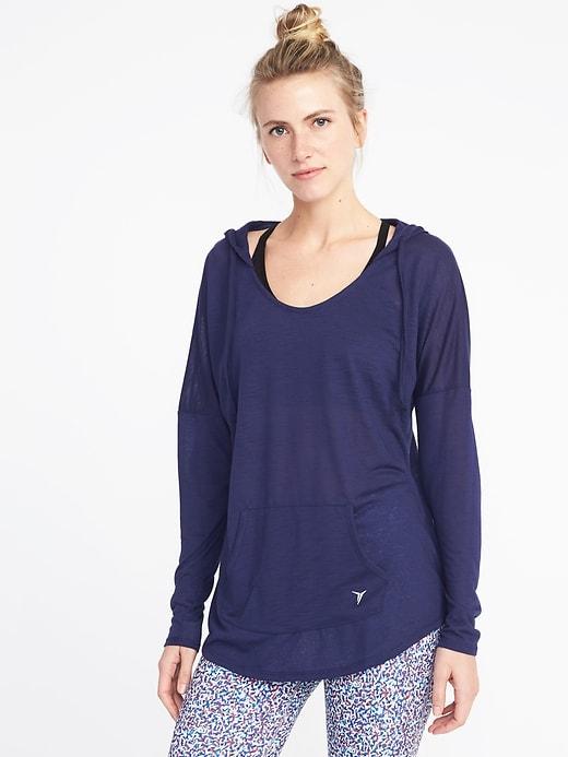 Old Navy Womens Go-dry Slub-knit Pullover Hoodie For Women Night Cruise Size Xs