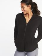 Old Navy Womens Semi-fitted Full-zip Performance Fleece Jacket For Women Black Size Xs