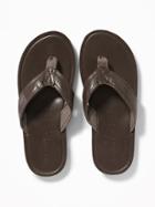 Old Navy Mens Faux-leather Flip-flops For Men Dark Brown Size 6/7