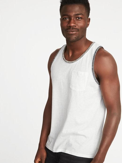 Old Navy Mens Soft-washed Pocket Tank For Men Antique White Heather Size Xl