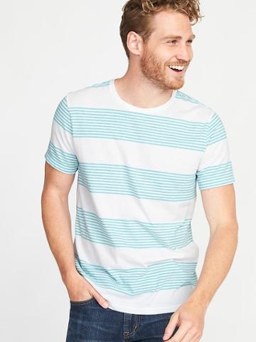 Old Navy Mens Soft-washed Perfect-fit Striped Tee For Men Bright White Size M