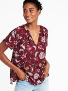 Old Navy Womens Relaxed Top For Women Burgundy Floral Size Xs