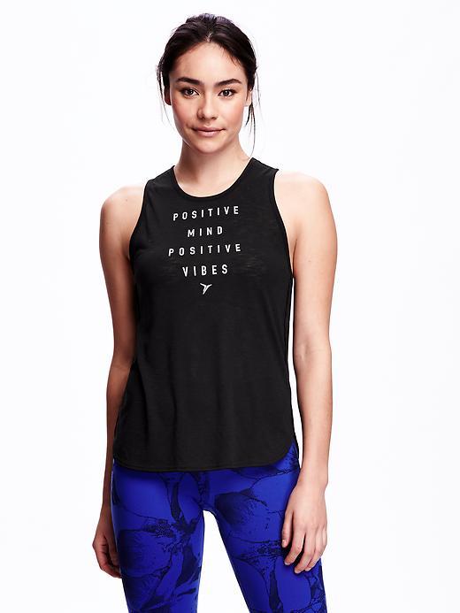 Old Navy Go Dry Sleeveless Graphic Tee - Black/white I