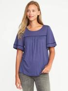 Old Navy Eyelet Trim Flutter Sleeve Swing Top For Women - Twilight Violet