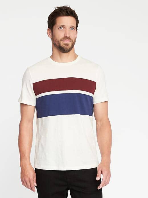 Old Navy Striped Crew Neck Tee For Men - Creme De La Creme