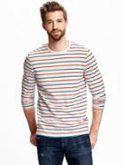 Old Navy Soft Washed Striped Crew Neck Tee For Men - Red Buttons