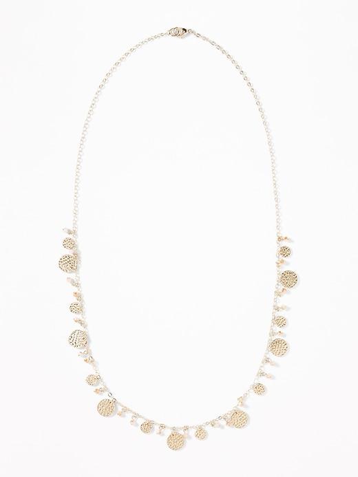 Old Navy Womens Hammered-coin Chain Necklace For Women Blush Size One Size