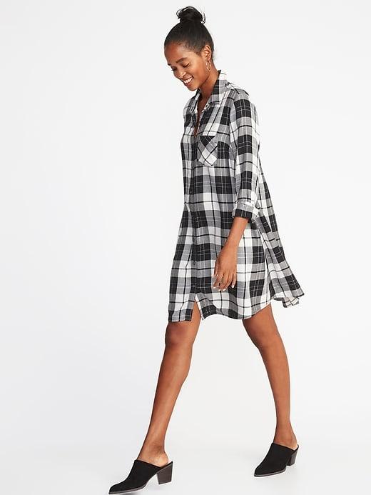 Old Navy Womens Plaid Swing Shirt Dress For Women Black/white Plaid Size Xs