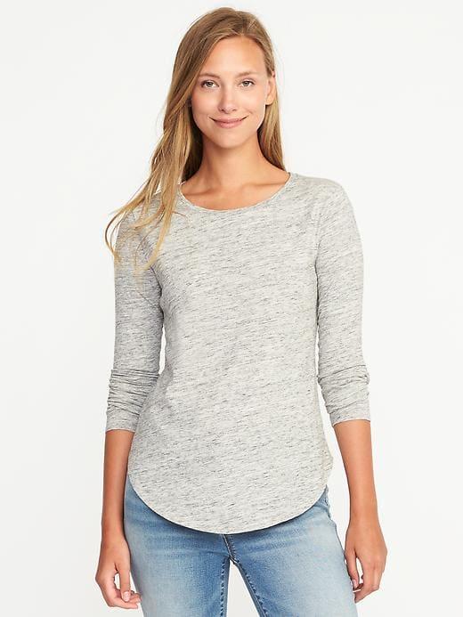 Old Navy Everywear Crew Neck Tee For Women - Heather Gray