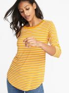 Old Navy Womens Luxe Crew-neck Tee For Women Yellow Stripe Size Xs