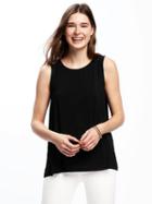 Old Navy Relaxed Tulip Back Jersey Sleeveless Top For Women - Black