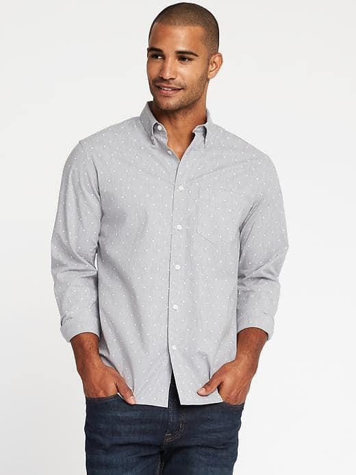 Old Navy Regular Fit Built In Flex Classic Shirt For Men - Bright White