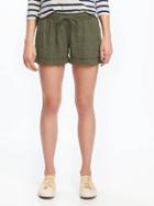 Old Navy Mid Rise Cuffed Linen Blend Shorts For Women 4 - Alpine Tundra