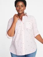 Old Navy Womens Patterned Classic Plus-size Shirt White/pink Stripe Size 2x