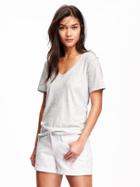 Old Navy Relaxed V Neck Tee - Light Heather Gray