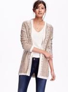 Old Navy Womens Fair Isle Sweater Jacket Size L Tall - Camel