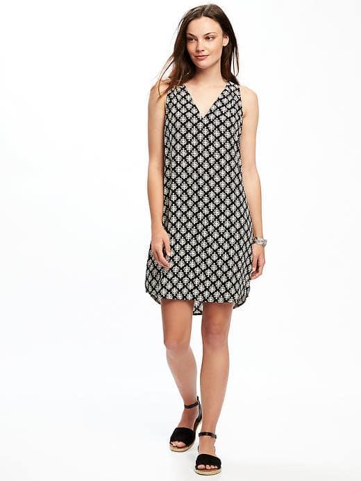 Old Navy Sleeveless Cutout Back Shift Dress For Women - Black Dots