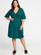 Old Navy Womens Waist-defined Plus-size Wrap-front Dress Galactic Size 2x