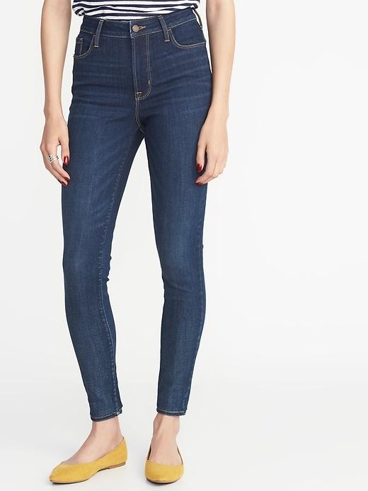 Old Navy Womens High-rise Secret-slim Rockstar Jeans For Women Dark Wash Size 0