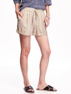 Old Navy Linen Tie Waist Shorts For Women 3 1/2 - A Stones Throw