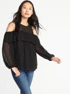 Old Navy Womens Cold-shoulder Sparkle Top For Women Blackjack Size S