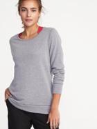 Old Navy Womens Relaxed French-terry Keyhole-back Sweatshirt For Women Coal Smoke Size L