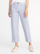 Old Navy Womens Mid-rise Cropped Wide-leg Chinos For Women Blue Stripe Size 0