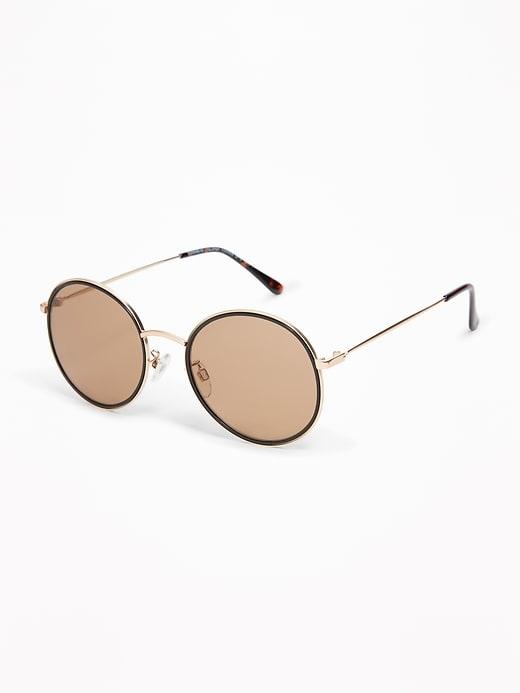 Old Navy Mens Rounded Wire-rim Sunglasses For Men Light Gold Rush Size One Size