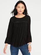 Old Navy Womens Ruffle-sleeve Swing Top For Women Blackjack Size Xl