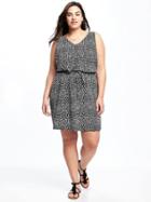 Old Navy Printed V Neck Sleeveless Plus - Animal Print