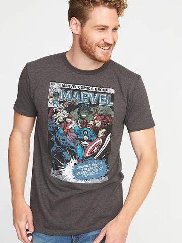 Old Navy Mens Marvel Comics Avengers Vintage Tee For Men Medium Gray Size L